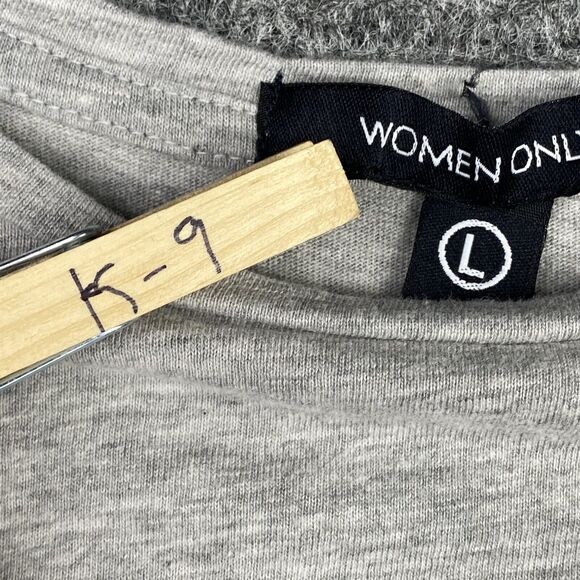 Women Only Shirt Womens Large Gray Tie-Front Embroidered‎ Top Floral Cropped - Picture 9 of 9